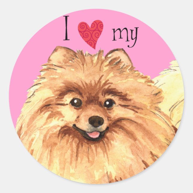 Ich Liebe meinen Spitz Runder Aufkleber (Vorderseite)