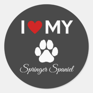 Ich Liebe meinen Springer-Spanier-Hund-Sondertext Runder Aufkleber