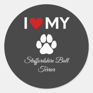 Ich Liebe meinen Staffordshire Bull Terrier Hund Runder Aufkleber