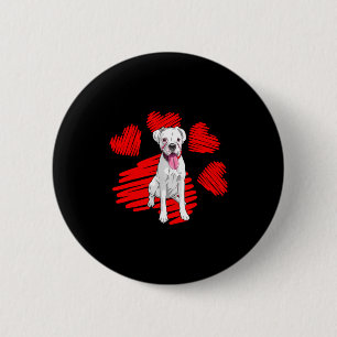 Ich liebe meinen weißen Boxerhund Pfote Herz Valen Button