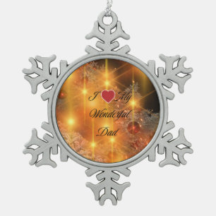 Ich Liebe meinen wunderbaren Vater Schneeflocken Zinn-Ornament