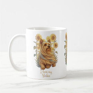 Ich liebe meinen Yorkie – Vintage Sonnenblume Hund Kaffeetasse