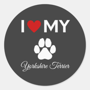 Ich Liebe meinen Yorkshire Terrier Hundehund Runder Aufkleber