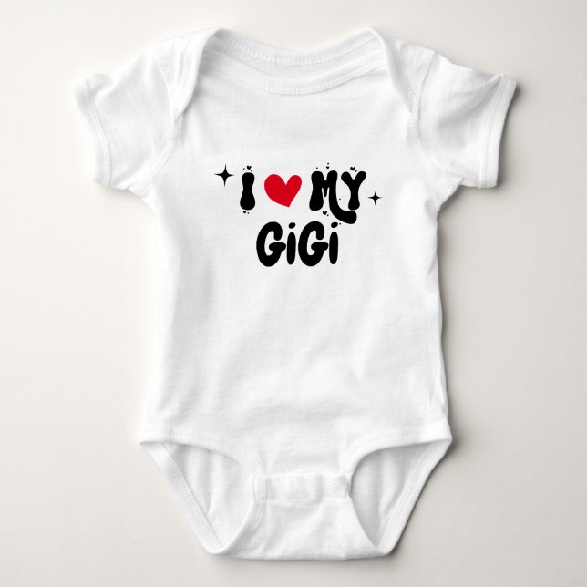 Ich Liebe meiner GiGi Retro-Stars Anpassbare Neuge Baby Strampler (Vorderseite)