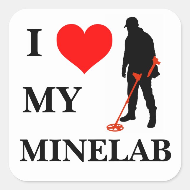 Ich Liebe meines Minelab-Aufklebers Quadratischer Aufkleber (Vorderseite)