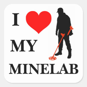 Ich Liebe meines Minelab-Aufklebers Quadratischer Aufkleber