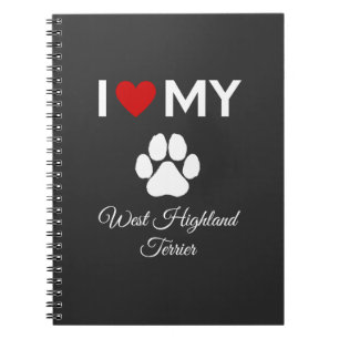 Ich Liebe meines West Highland Terrier Hundetextes Notizblock