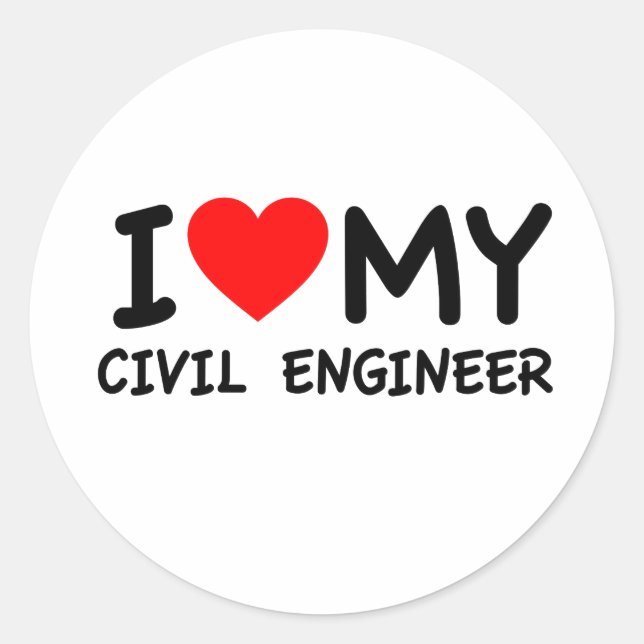 Ich Liebe meines zivilen Ingenieurs Runder Aufkleber (Vorderseite)