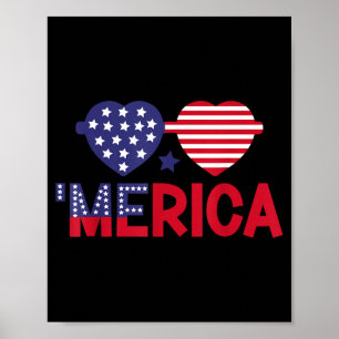 Ich liebe Merica patriotisches Herz Unabhängigkeit Poster