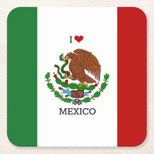 ich liebe Mexiko - Mexikanische Flagge, Rechteckiger Pappuntersetzer
