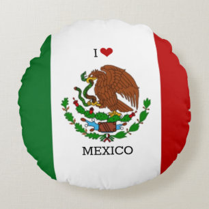 ich liebe Mexiko - Mexikanische Flagge, Rundes Kissen