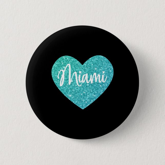 Ich liebe Miami Florida Herz  Button (Vorderseite)