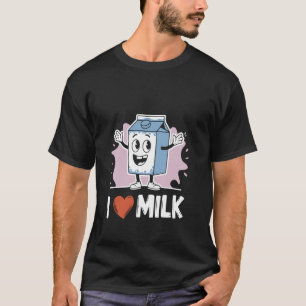 Ich liebe Milch Cartoon-Spaß-Stil für Milchliebhab T-Shirt