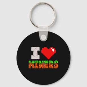 Ich liebe Miners Funny Heart Video Gamer Meme Pixe Schlüsselanhänger