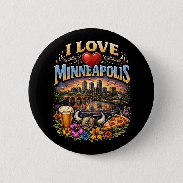 Ich liebe Minneapolis Button (Vorderseite)