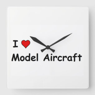 Ich liebe Modellflugzeuge Quadratische Wanduhr