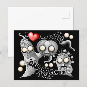 Ich Liebe Monster, weil Leute Ist zum Kotzen sind Feiertagspostkarte