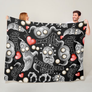 Ich Liebe Monster, weil Leute Ist zum Kotzen sind Fleecedecke