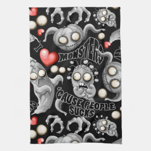 Ich Liebe Monster, weil Leute Ist zum Kotzen sind Geschirrtuch