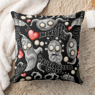 Ich Liebe Monster, weil Leute Ist zum Kotzen sind Kissen