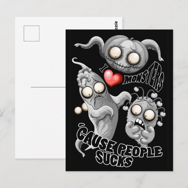 Ich Liebe Monster, weil Leute Ist zum Kotzen sind Postkarte (Vorne/Hinten)