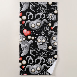 Ich Liebe Monster, weil Leute Ist zum Kotzen sind Strandtuch