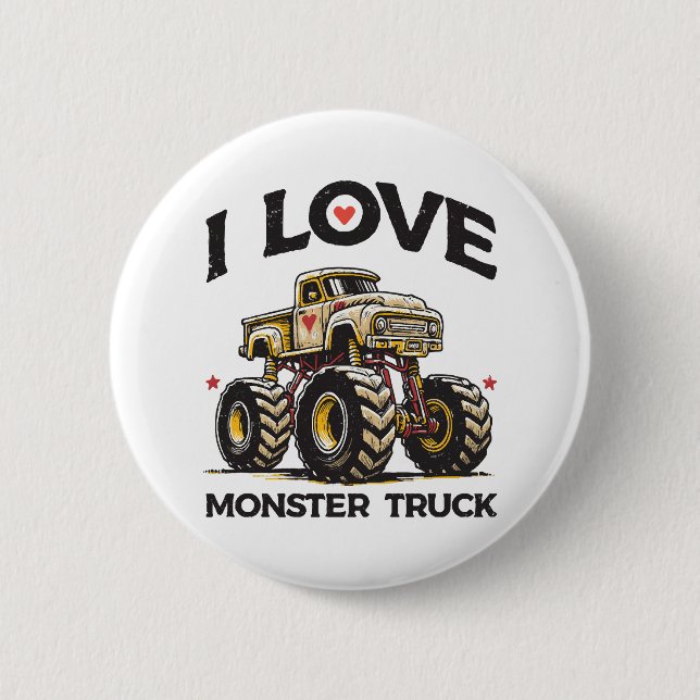 Ich liebe Monstertruck Button (Vorderseite)