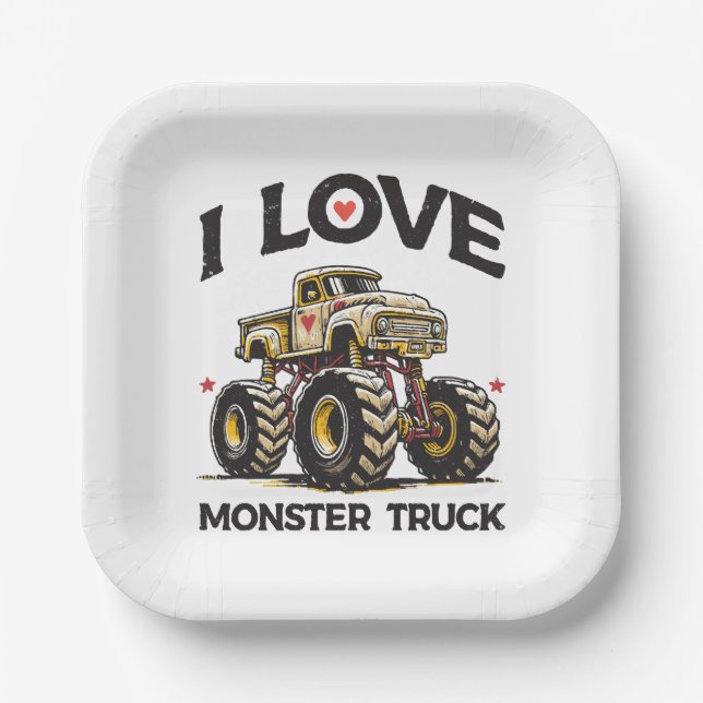 Ich liebe Monstertruck Pappteller (Vorderseite)