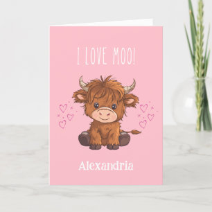 Ich liebe Moo Highland Kuh Valentinstag Feiertagskarte
