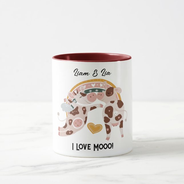Ich Liebe Mooo Niedliche Kuh maßgeschneiderte Gesc Tasse (Zentrum)