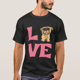 Ich liebe Mops-Hunde Grafik-Geschenk für Hunde-Lie T-Shirt