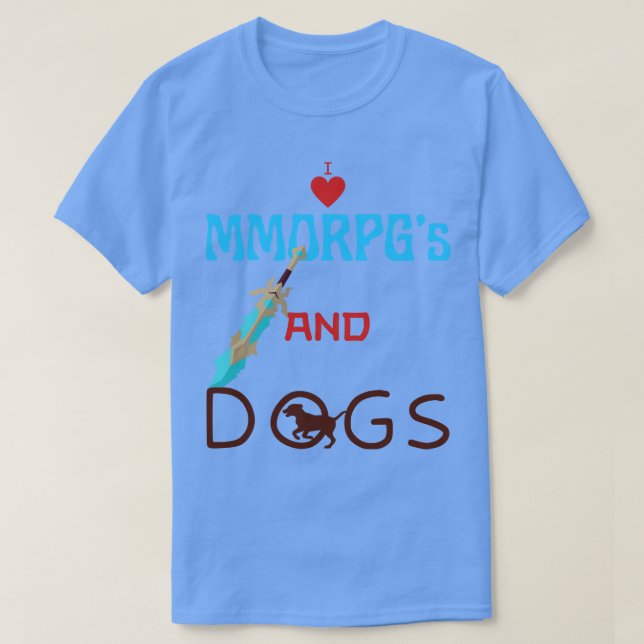 Ich Liebe Morpgs und Hunde T-Shirt (Design vorne)