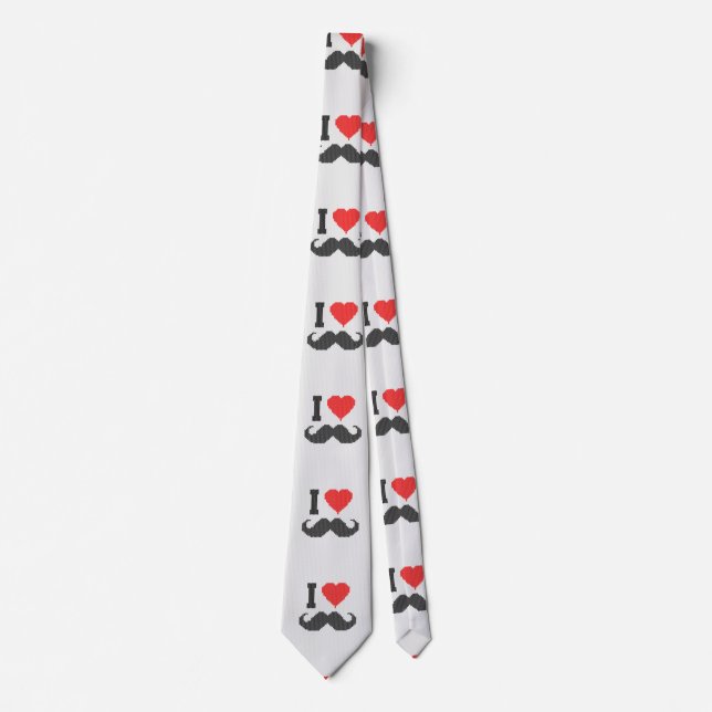 Ich Liebe Mustache in Knitting Motif Style Krawatte (Vorderseite)