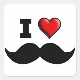 Ich Liebe Mustache Mustache Quadratischer Aufkleber