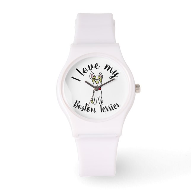 Ich Liebe My Boston Terrier Armbanduhr (Vorderseite)