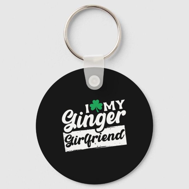 Ich Liebe My Ginger Redhead Kleeblatt St Patricks  Schlüsselanhänger (Vorderseite)