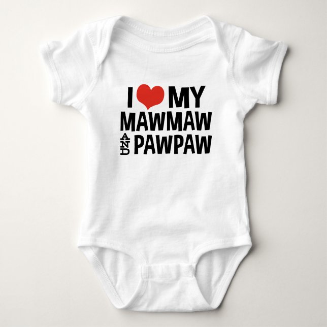 Ich Liebe My MawMaw und PawPaw Baby Strampler (Vorderseite)