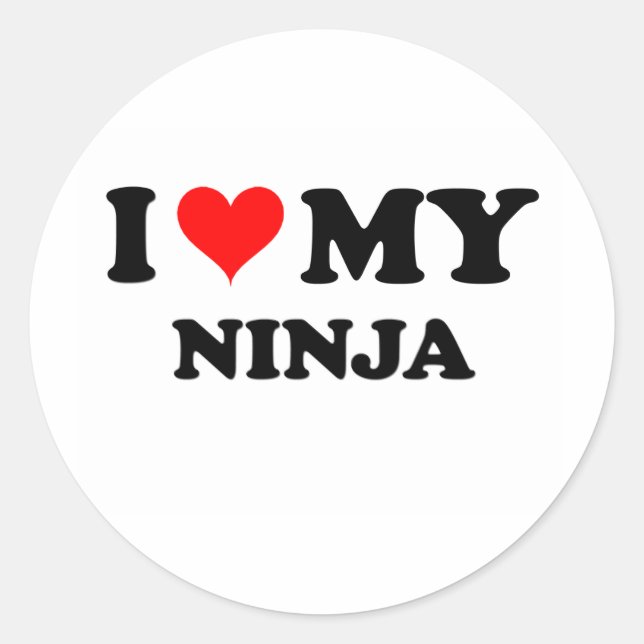 Ich Liebe My Ninja Runder Aufkleber (Vorderseite)