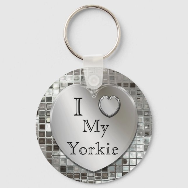 Ich Liebe My Yorkie Heart Keychain Schlüsselanhänger (Vorderseite)