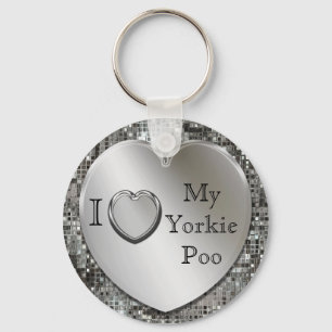 Ich Liebe My Yorkie Poo Heart Keychain Schlüsselanhänger