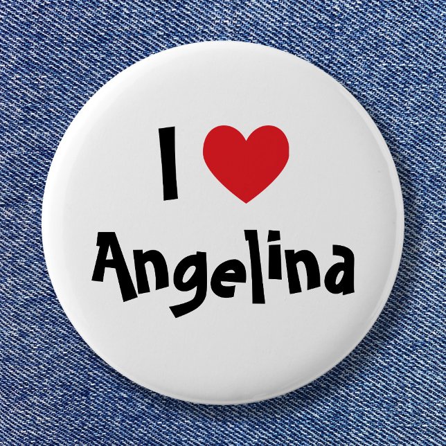 Ich liebe Namen Button (White Black and Red Heart I Love Name Pinback Button)