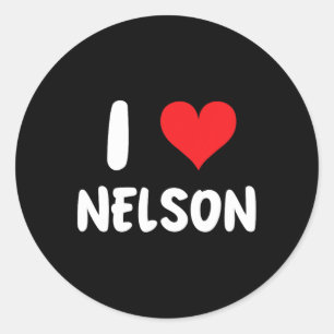 Ich liebe Nelson - Herz - Name  Runder Aufkleber