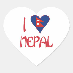 Ich liebe (Nepalesische Herzflagge) Nepal Herz-Aufkleber
