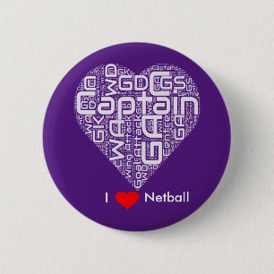 Ich liebe Netball-Wortkunst-Design Button
