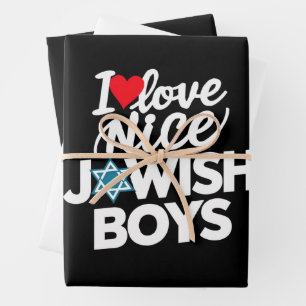 Ich liebe nette jüdische Jungen Juden Hebräer Chan Geschenkpapier Set