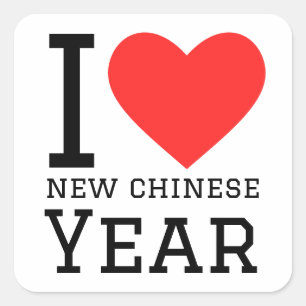 Ich Liebe neues chinesisches Jahr Quadratischer Aufkleber