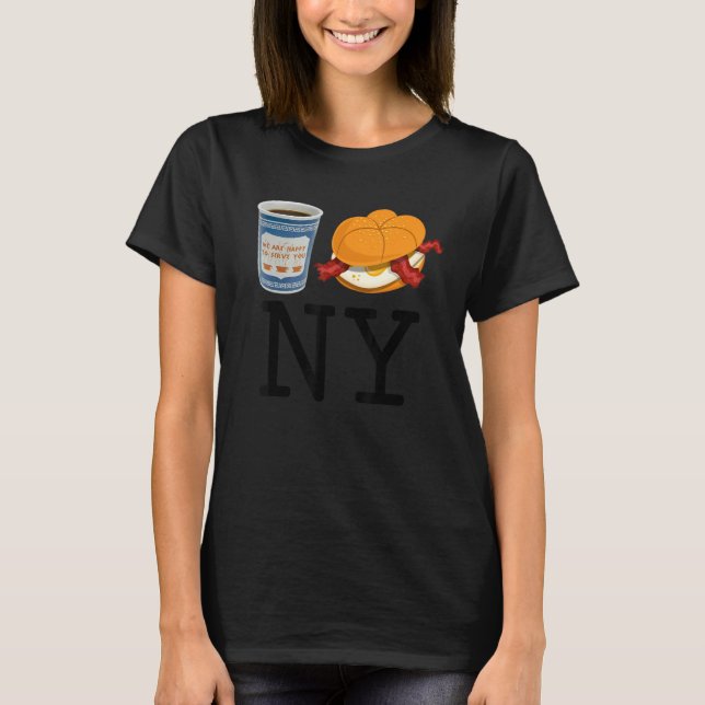 Ich Liebe New York Bacon Ei und Käse und Kaffee T-Shirt (Vorderseite)