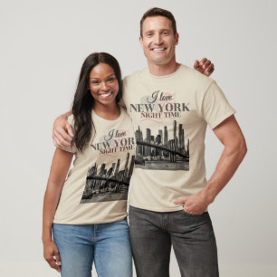 Ich liebe New York Nacht Zeit Skyline T-Shirt