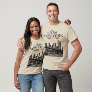 Ich liebe New York Nacht Zeit Skyline T-Shirt