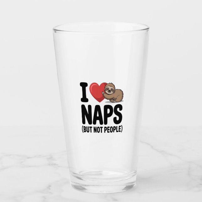 Ich liebe Nickerchen süßes Faultier Herz Glas (Vorderseite)